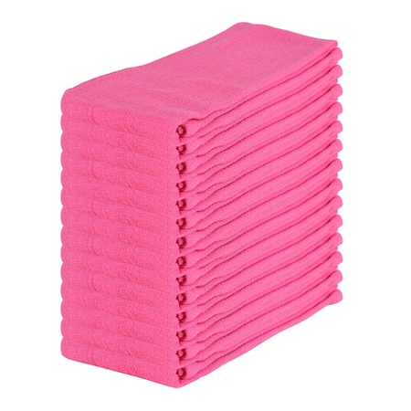 Monarch Huck Cotton Cleaning Towels 16x26 Pink (12pk) ABSBNT-PINK